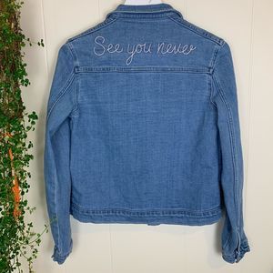 See You Never Light Wash Denim Jacket S NWOT